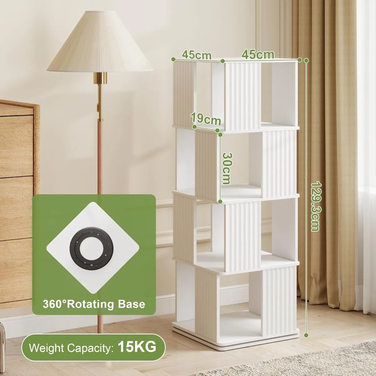 4-Tier Rotating Bookshelf Floor Standing 360degree - Image 3