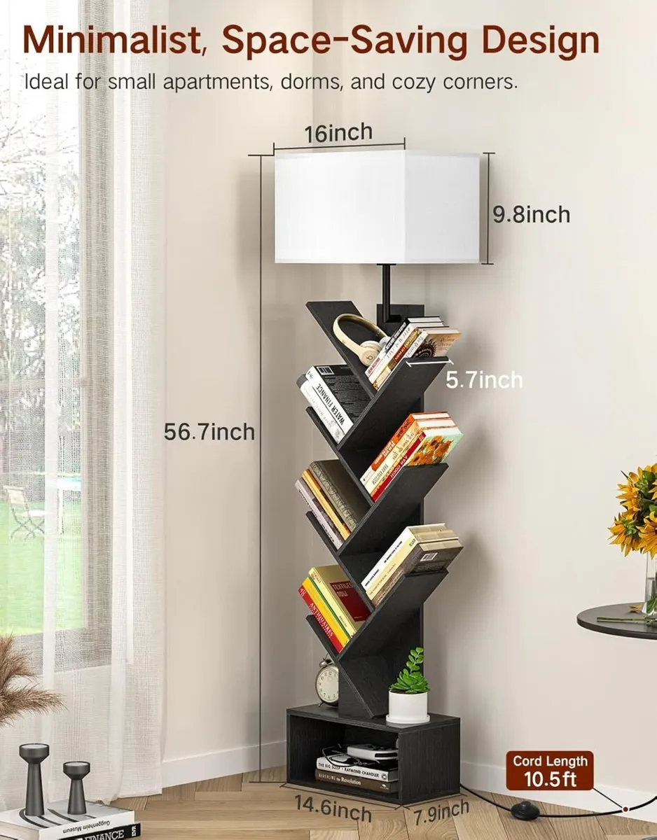 6 Tier Tree Bookshelf with Light Remote Small - Image 2