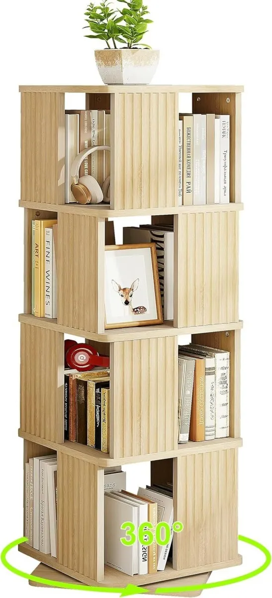 4-Tier Rotating Bookcase 129.3cm Tall 360degreesSp - Image 1