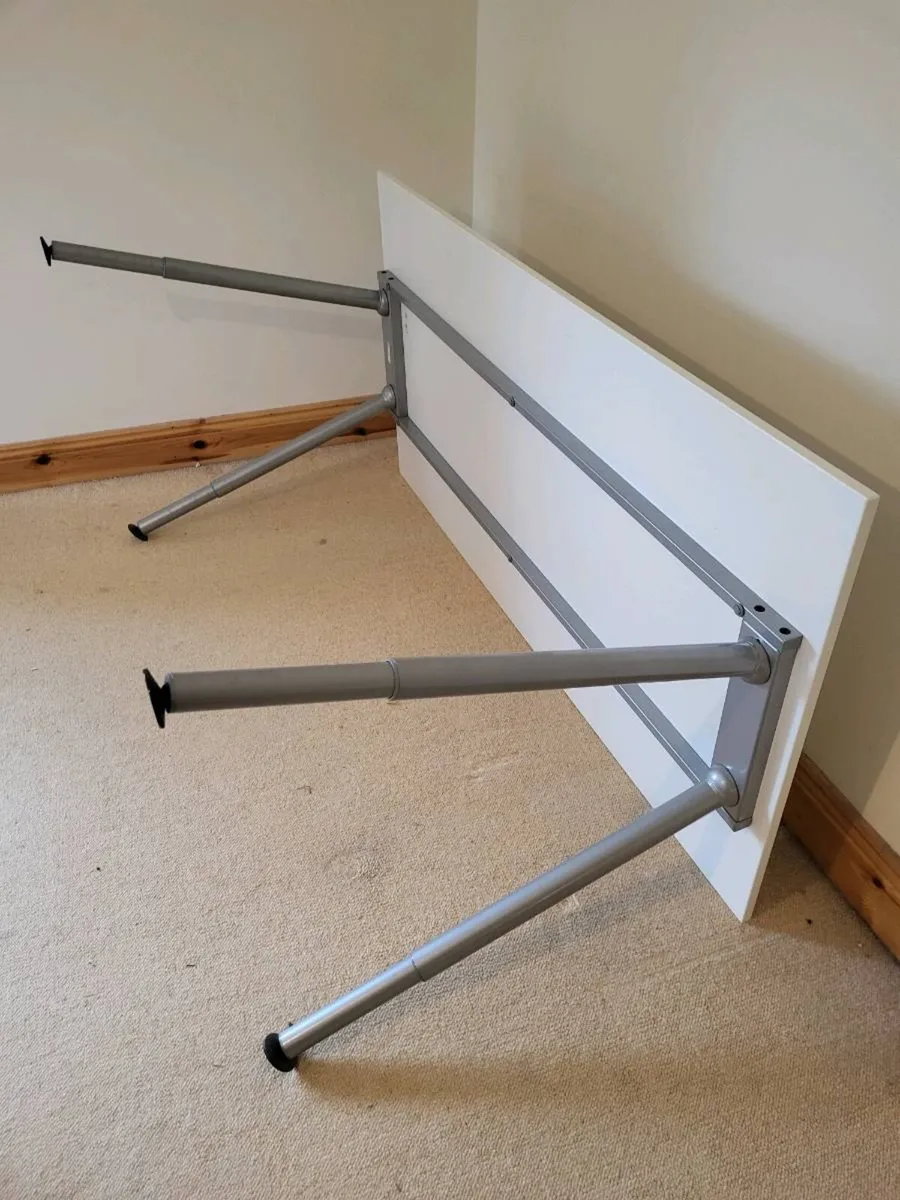 Large Desk, white, steel legs, great condition - Image 3