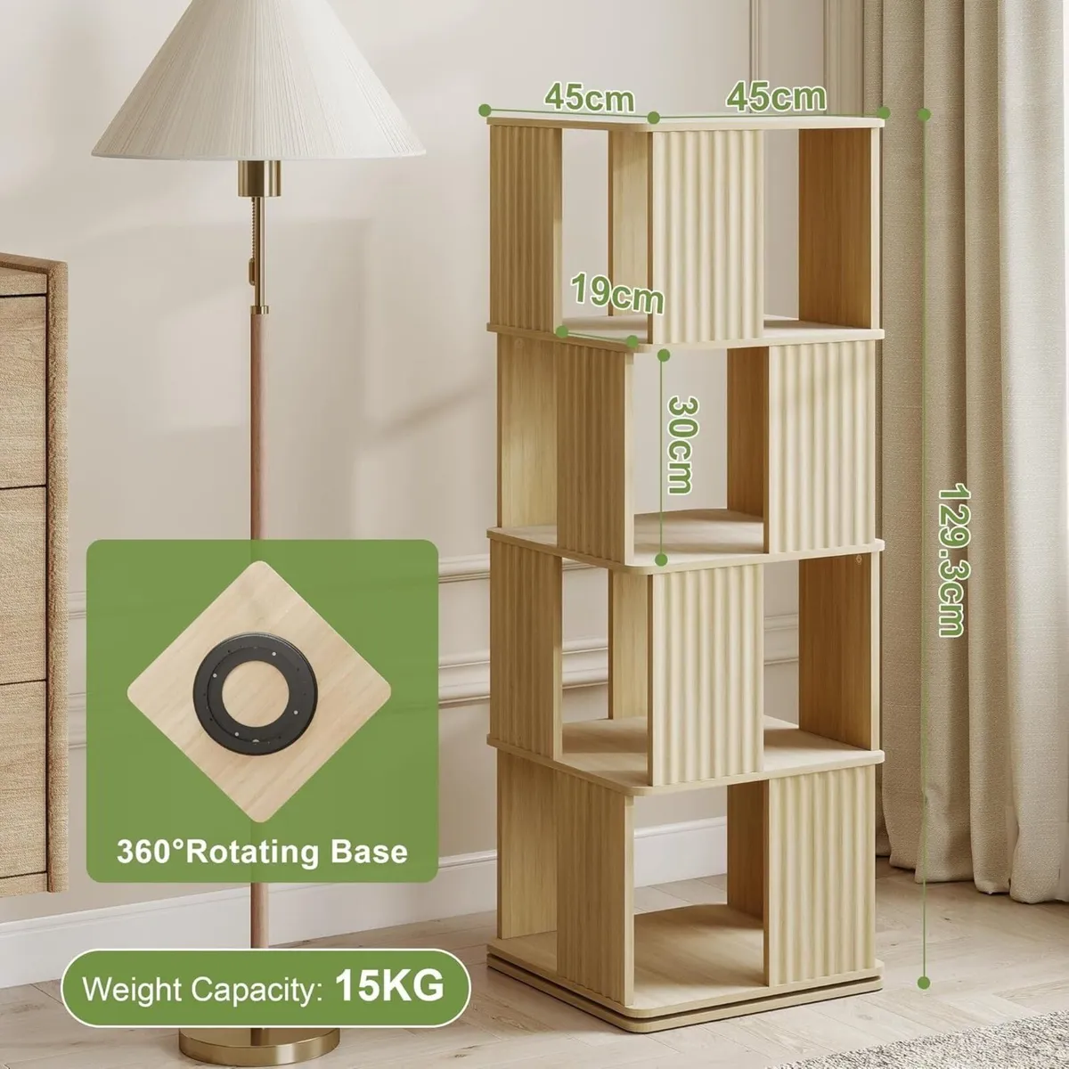 4-Tier Rotating Bookcase 129.3cm Tall 360degreesSp - Image 4