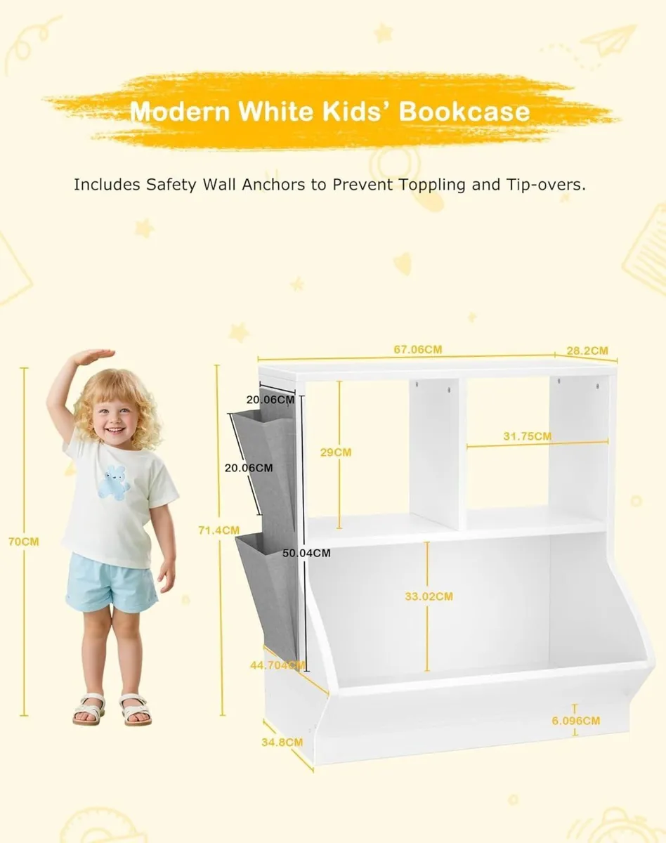 Childrens Bookcase Toy Storage Unit - 4 Cubby - Image 2