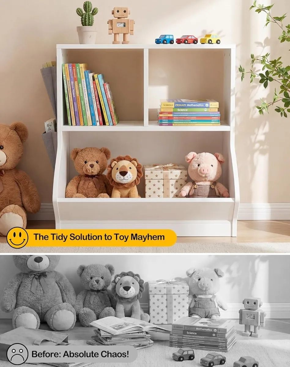 Childrens Bookcase Toy Storage Unit - 4 Cubby - Image 4