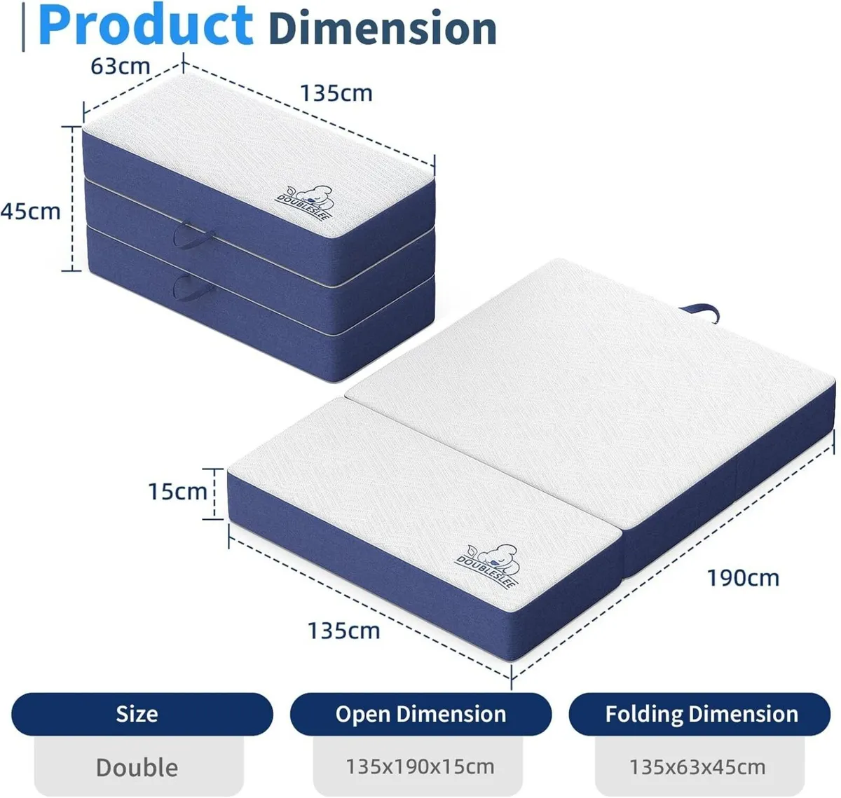 Foldable Mattress Double 4ft6 6 Inch Folding Bed - Image 2