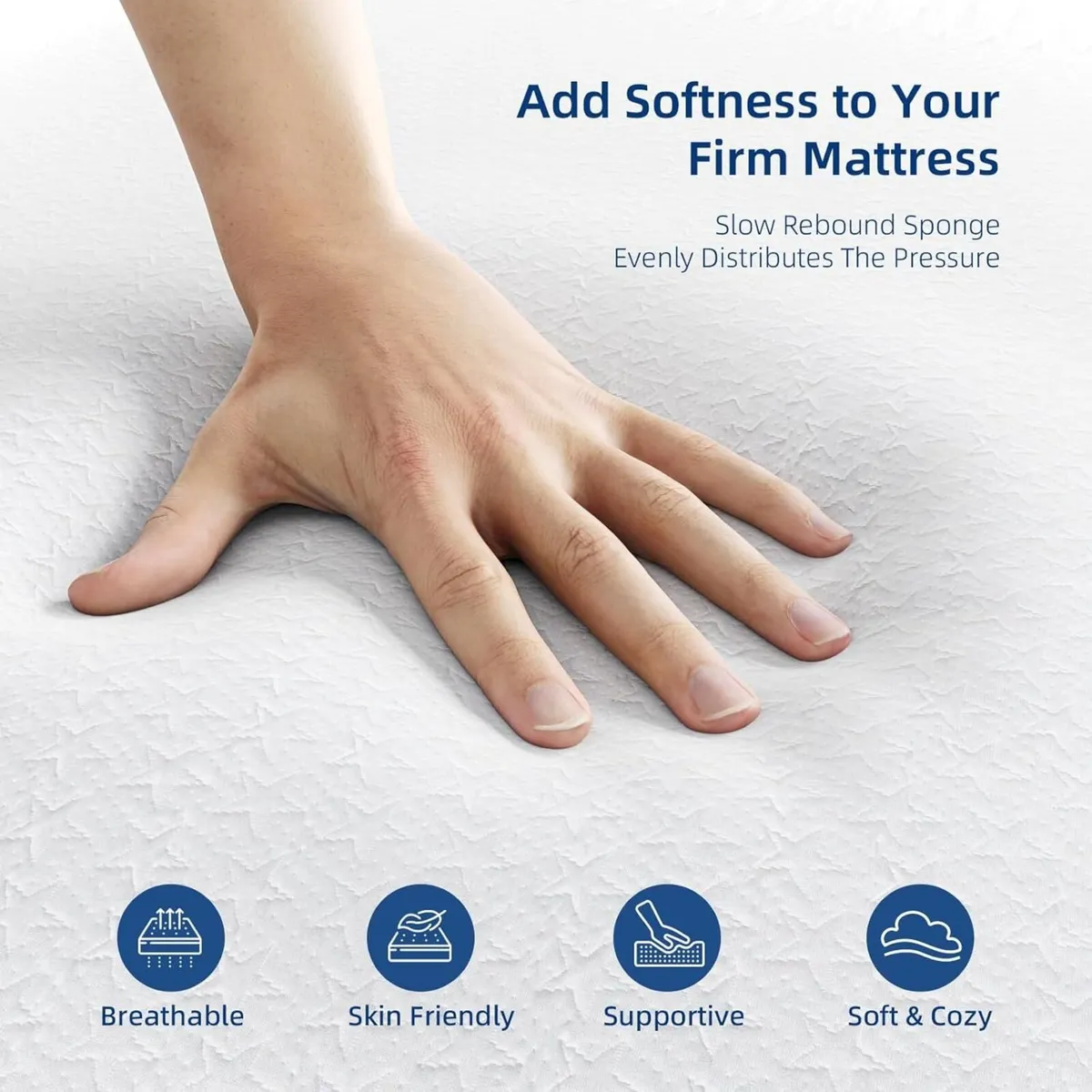 Memory Foam Mattress Topper Kingsize Bed 7cm - Image 3