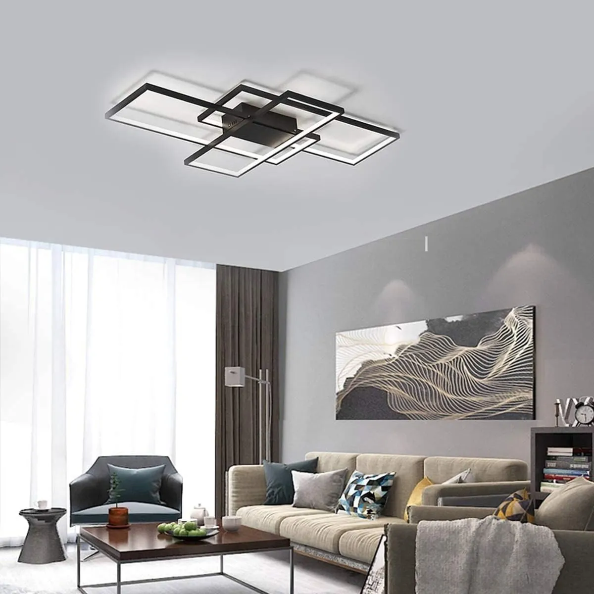 LED Ceiling Light 75W Modern Lamp 3-Squares - Image 2