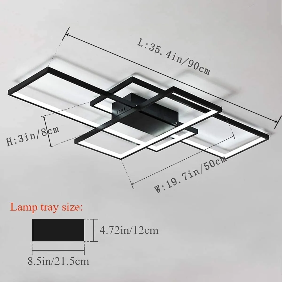 LED Ceiling Light 75W Modern Lamp 3-Squares - Image 3