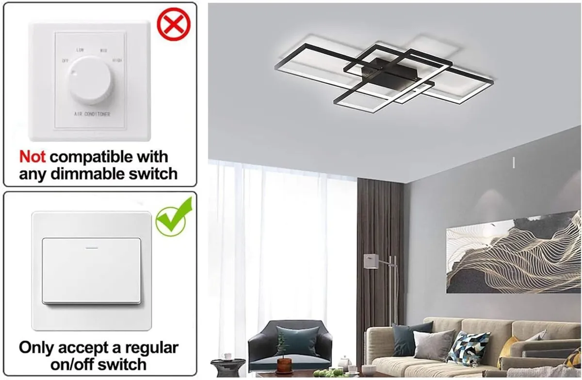 LED Ceiling Light 75W Modern Lamp 3-Squares - Image 4