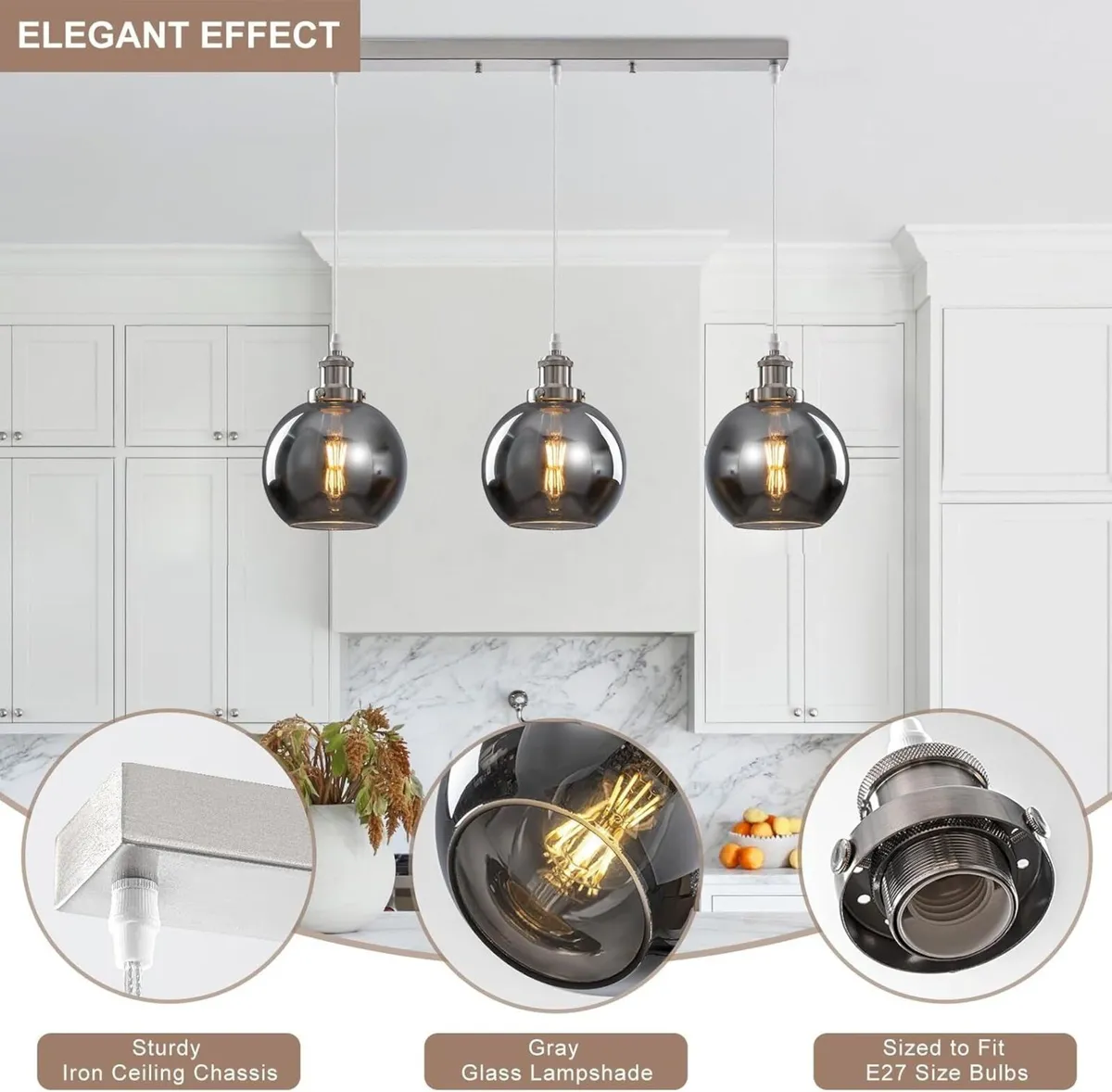 Ceiling Lighting Vintage 3 Pendant Light Glass - Image 4