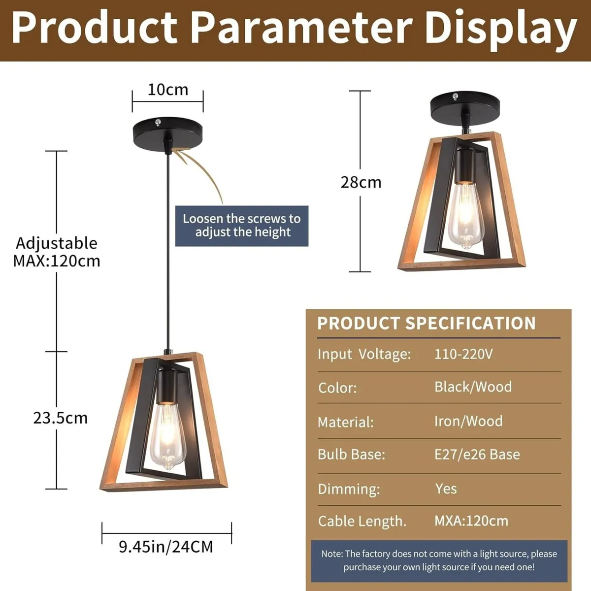 Farmhouse Hanging Pendant Lights 3 Pack Rustic - Image 2