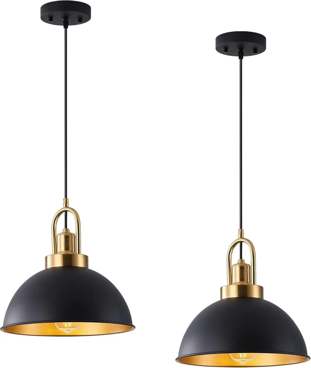 Matte Black Farmhouse Pendant Light Adjustable - Image 1