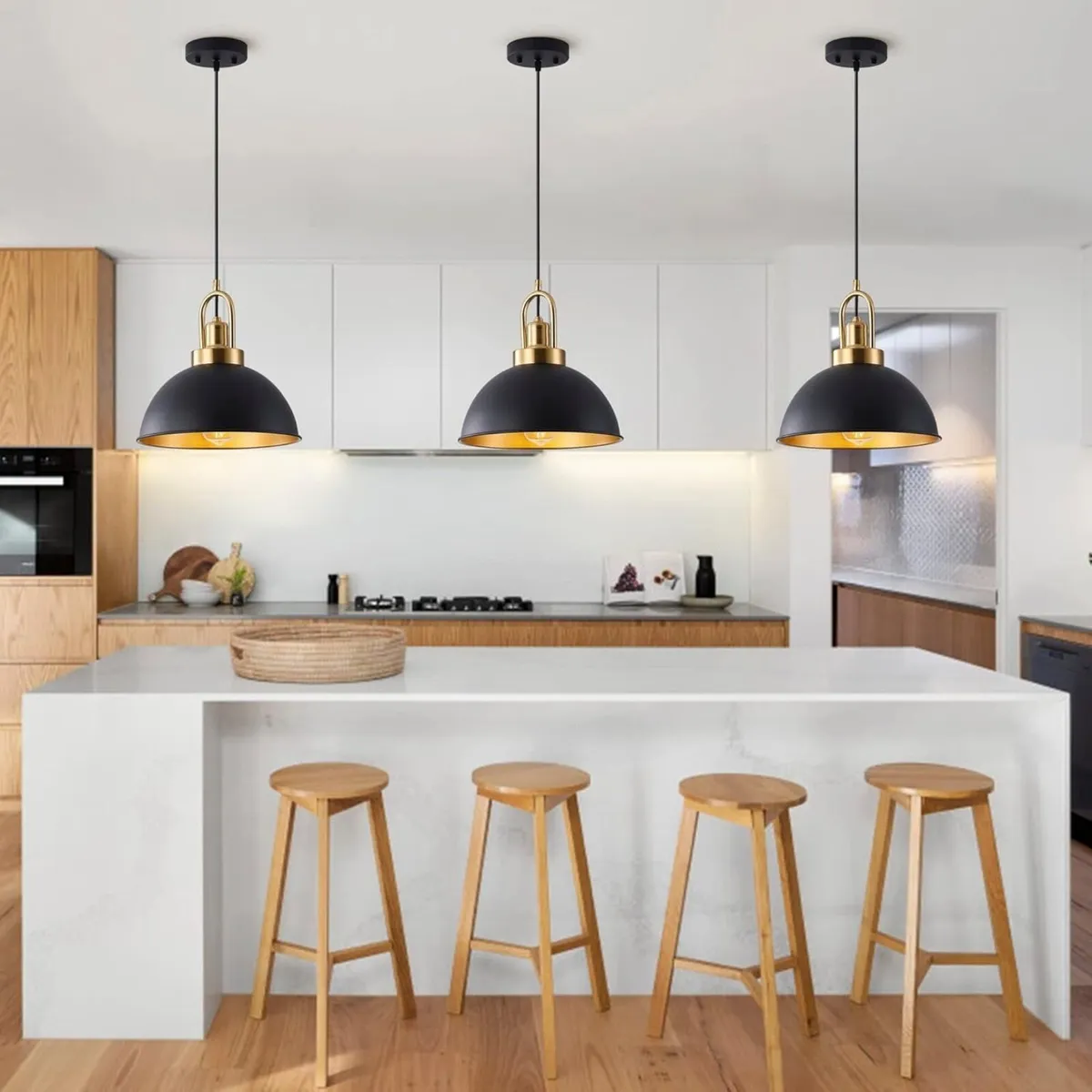 Matte Black Farmhouse Pendant Light Adjustable - Image 2