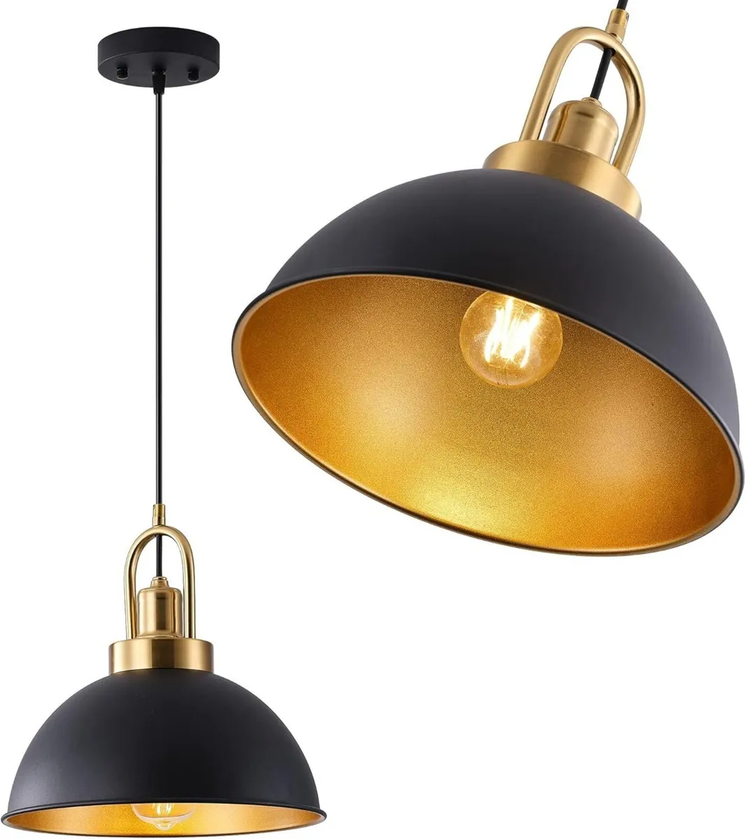 Matte Black Farmhouse Pendant Light Adjustable - Image 4