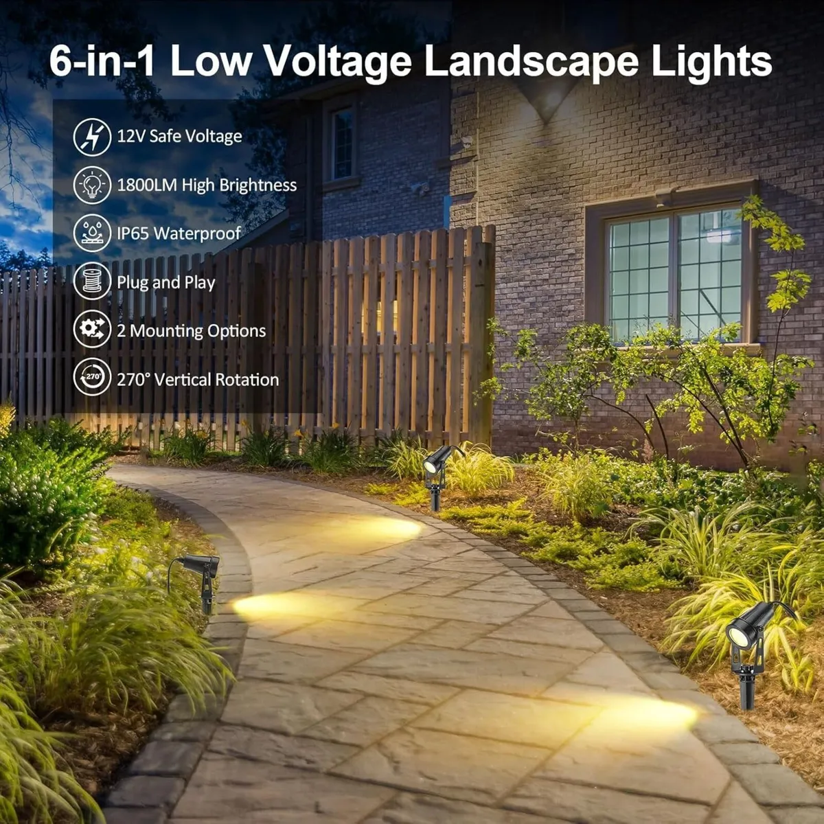 6-1 Garden Spotlights Mains Powered 21M Outdoor - Image 3