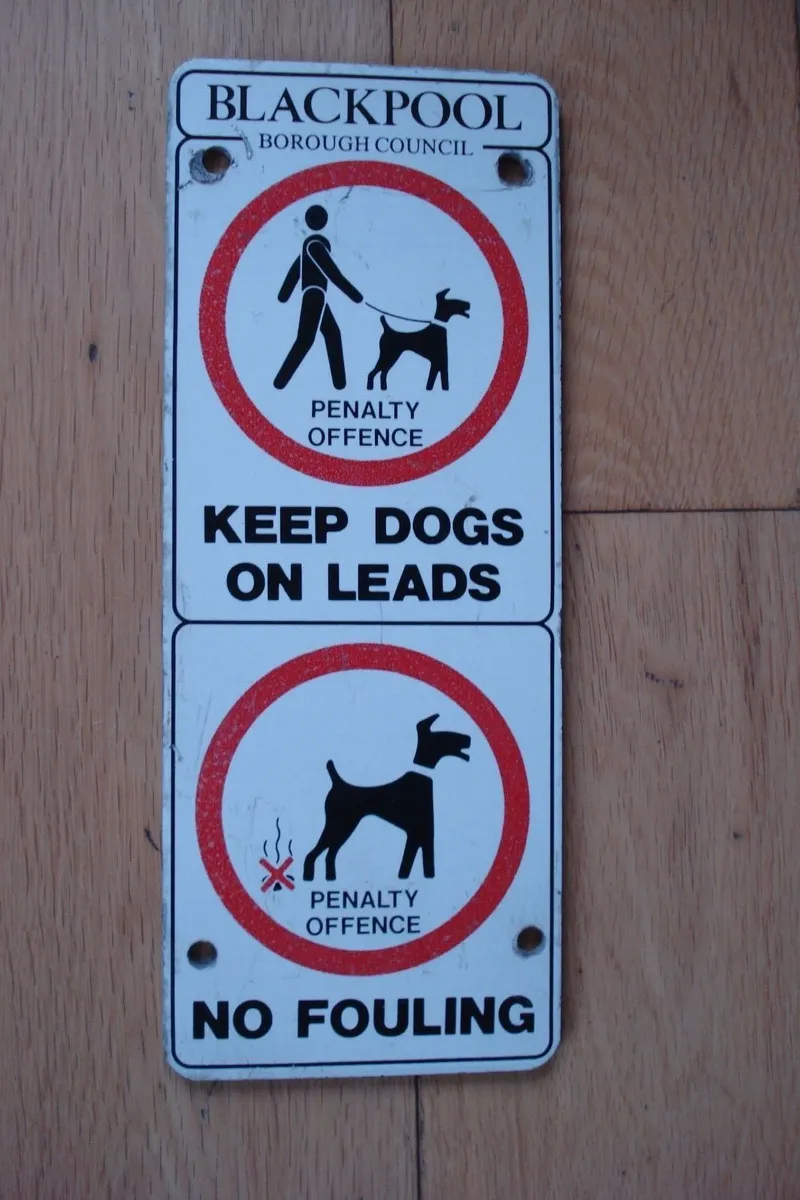 BLACKPOOL ORIGINAL FLAGON & METAL DOG SIGN. - Image 2