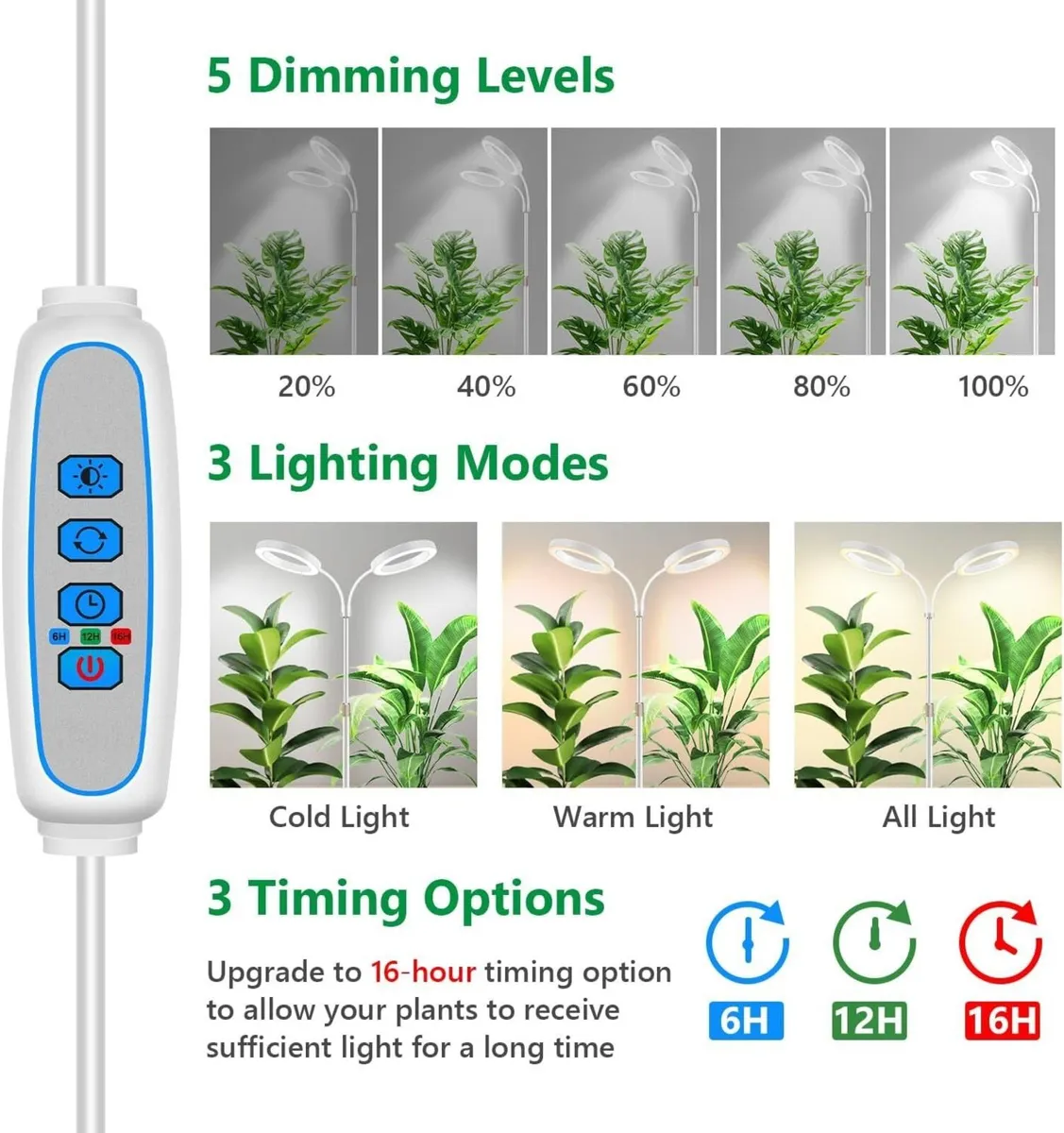 Grow Light - 2 Head White Full Spectrum With 68 - Image 2