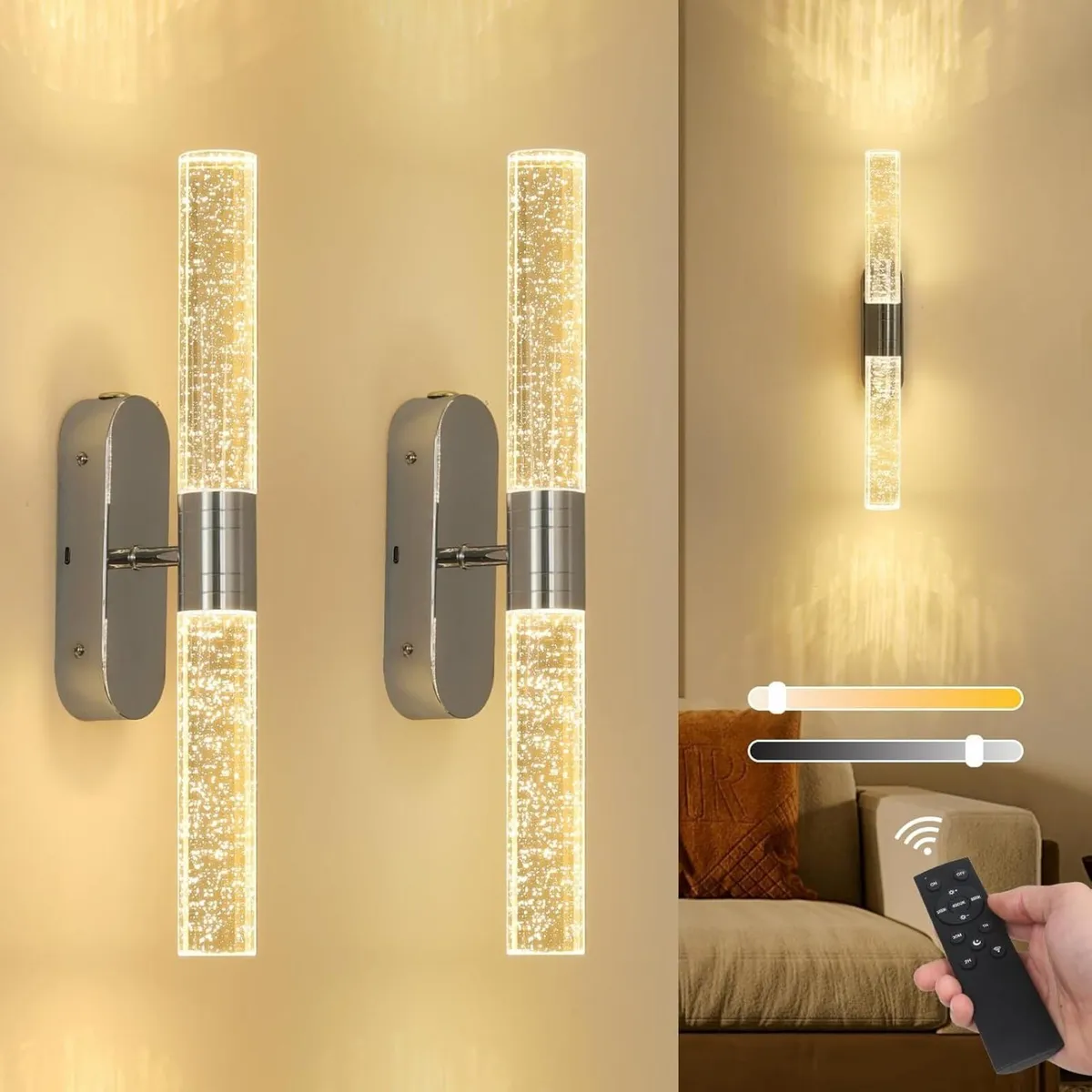 Rechargeable Wall Lights Set of 2 Battery - Image 1