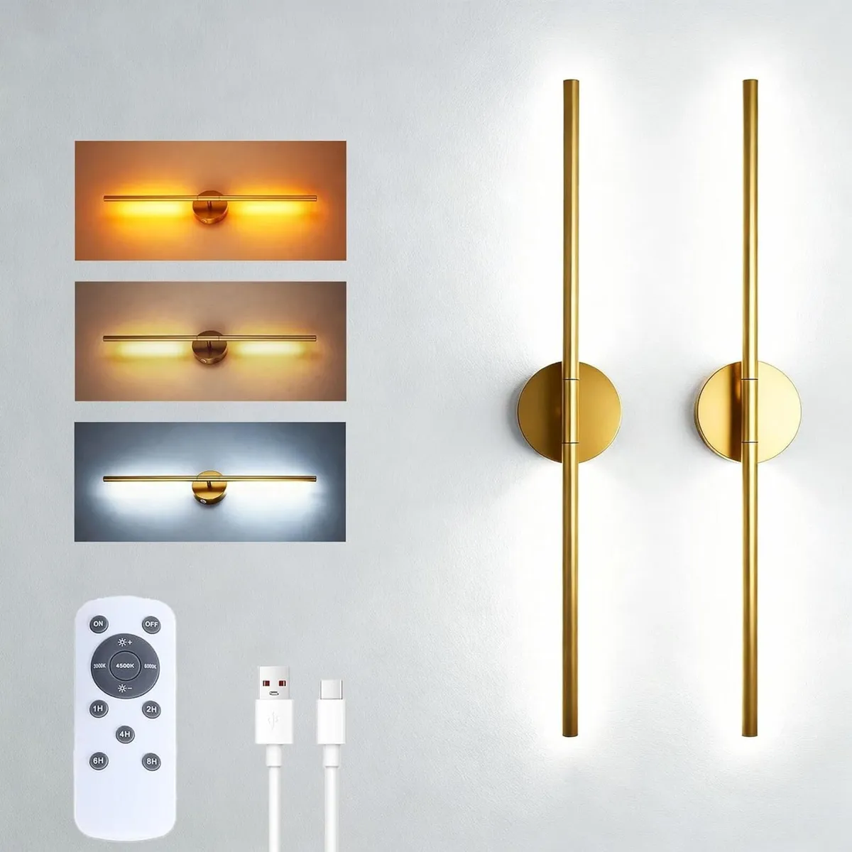 Battery Operated Wall Sconces 2 Pack 8000mAh - Image 1