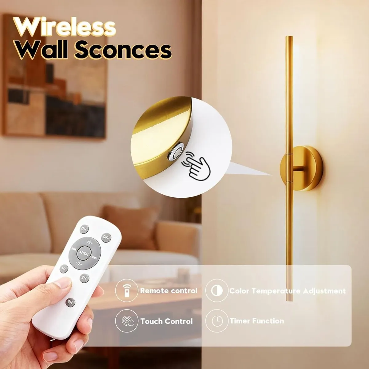 Battery Operated Wall Sconces 2 Pack 8000mAh - Image 3