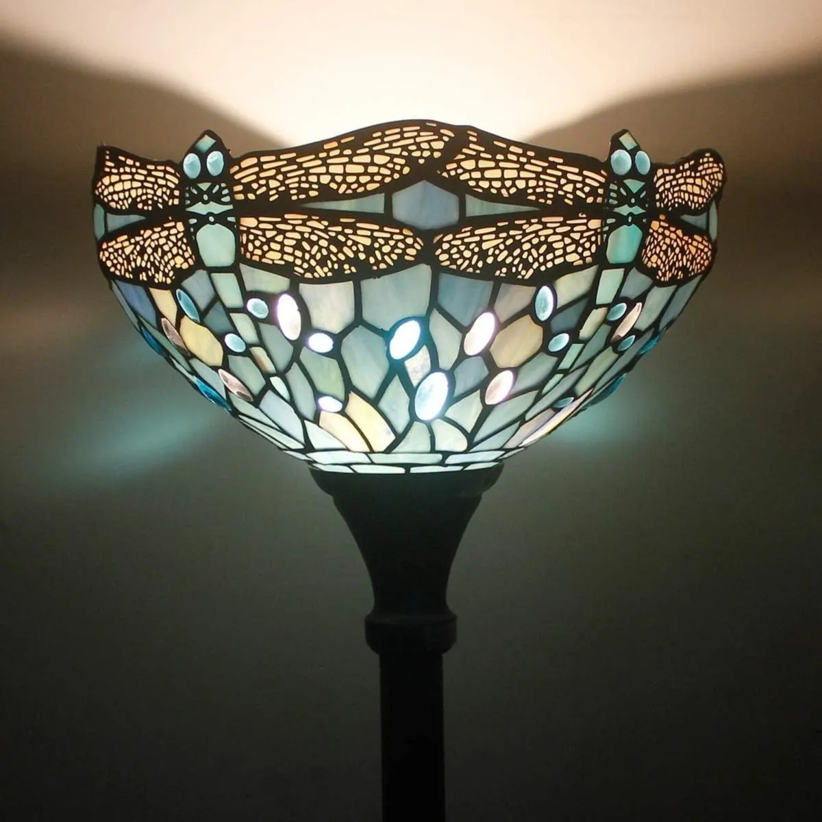 Tiffany Floor Lamp Sea Blue Stained Glass - Image 2