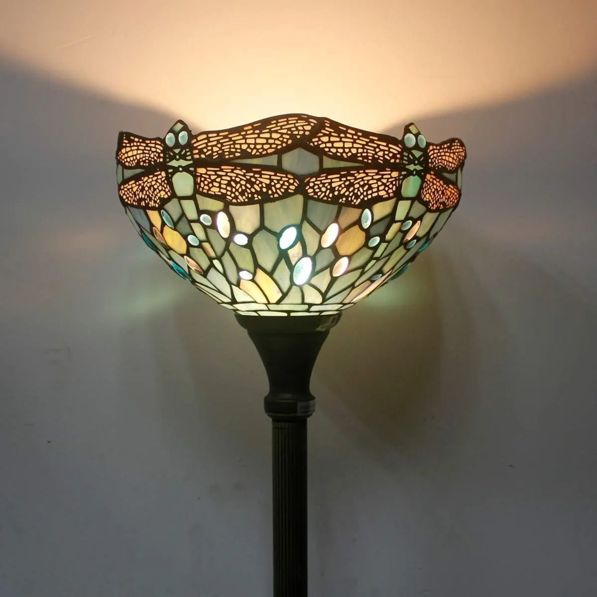 Tiffany Floor Lamp Sea Blue Stained Glass - Image 3