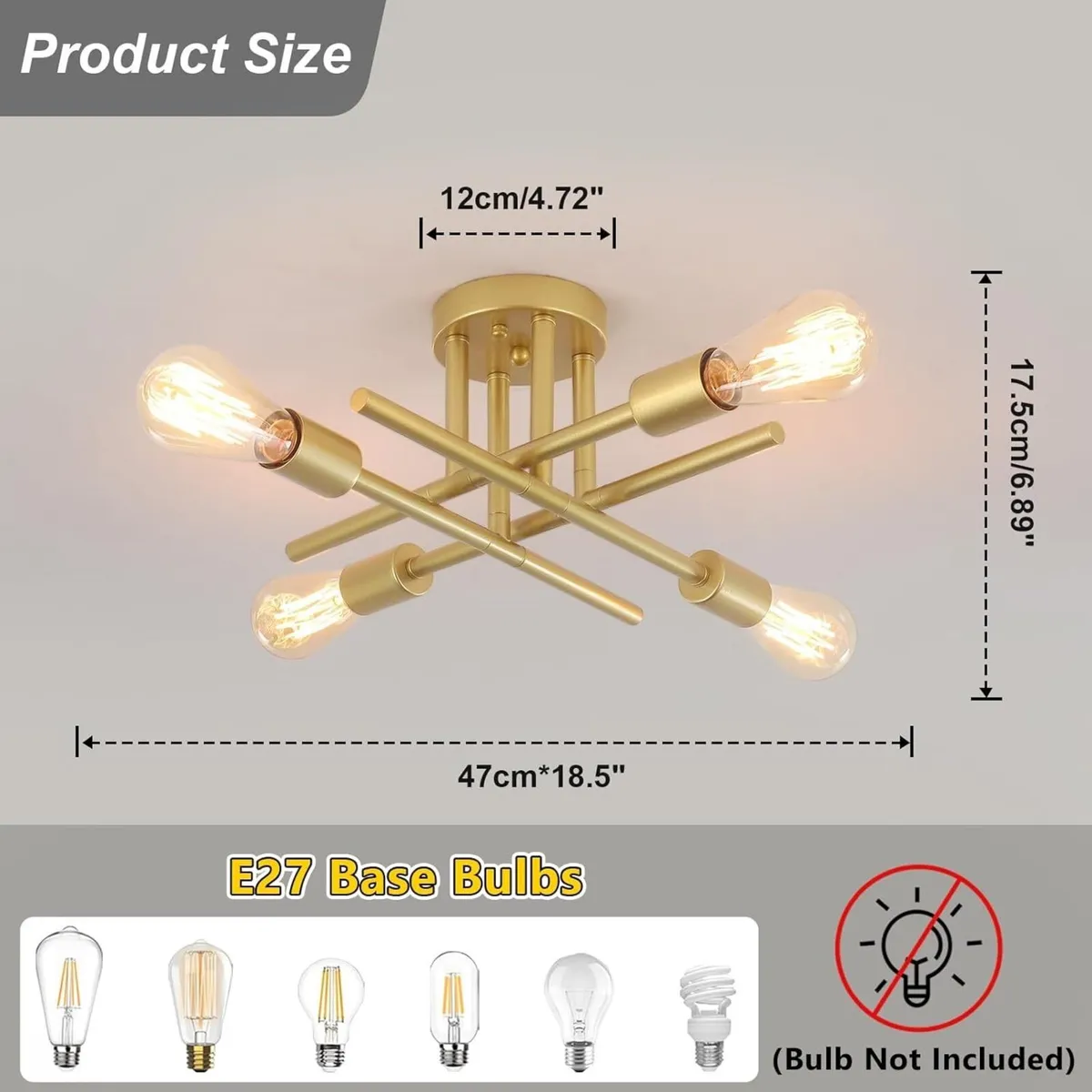 Sputnik Ceiling Light Gold Fittings 4 Bulbs - Image 3