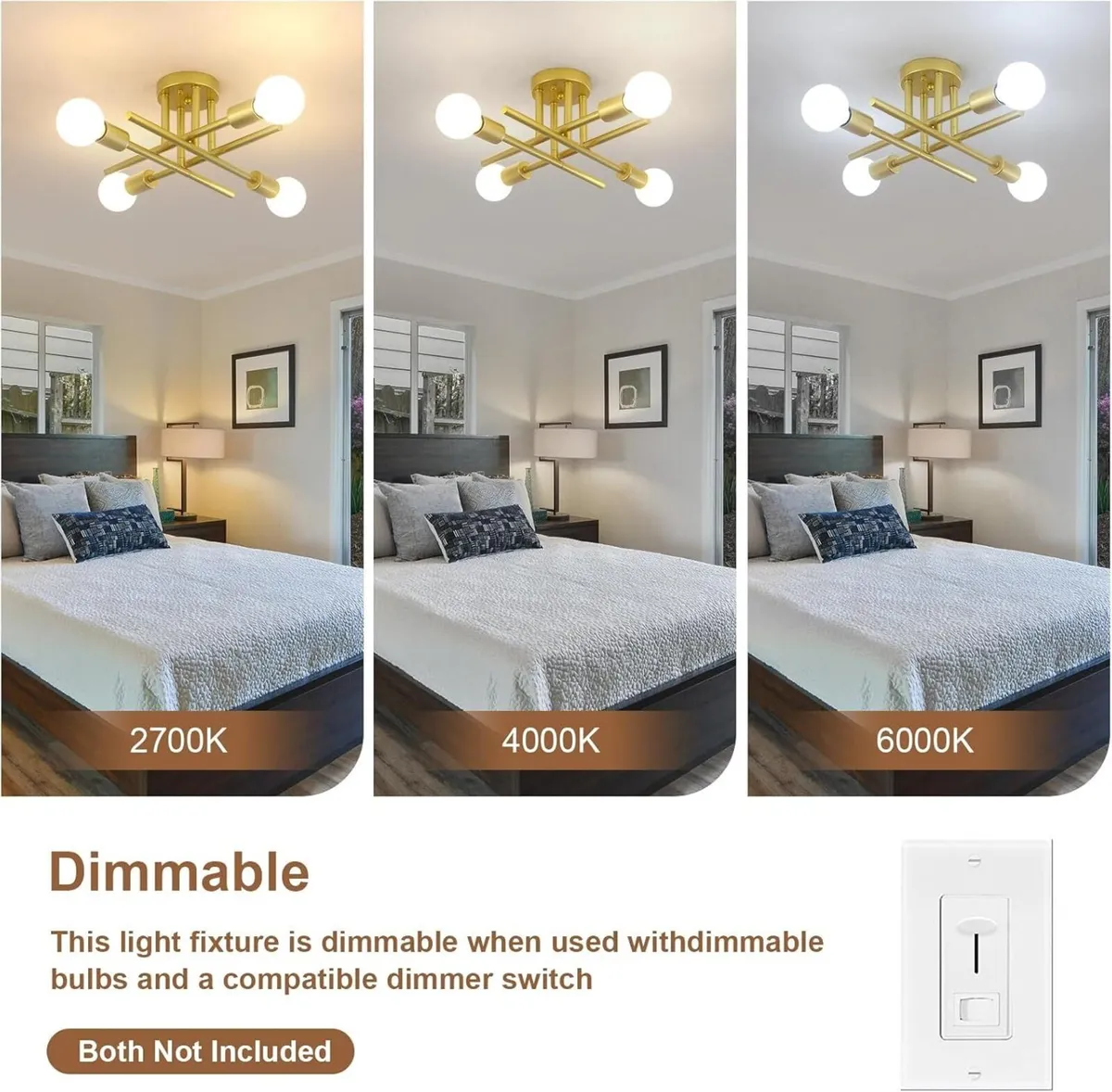 Sputnik Ceiling Light Gold Fittings 4 Bulbs - Image 4