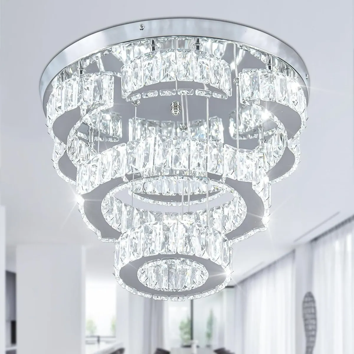 Modern Flower Crystal Ceiling Light Flush Mount - Image 1