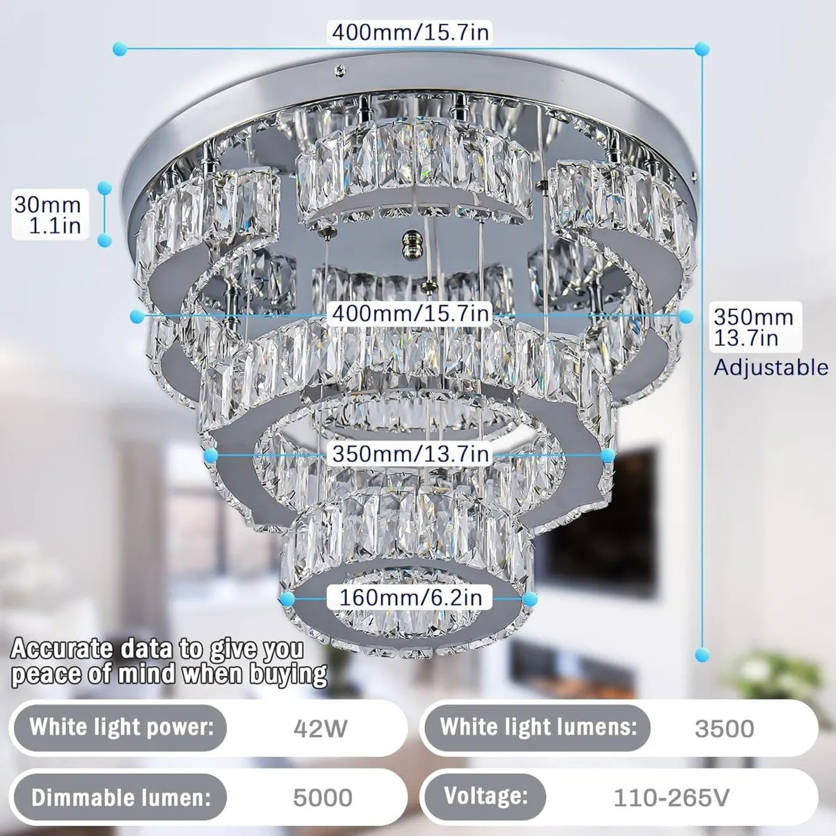 Modern Flower Crystal Ceiling Light Flush Mount - Image 2