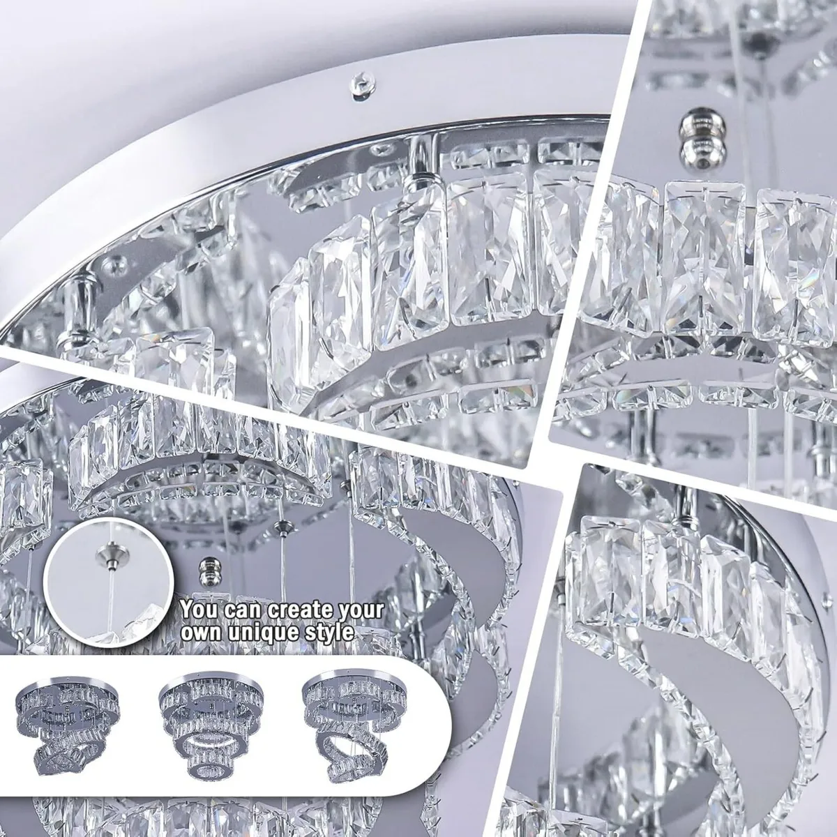 Modern Flower Crystal Ceiling Light Flush Mount - Image 3