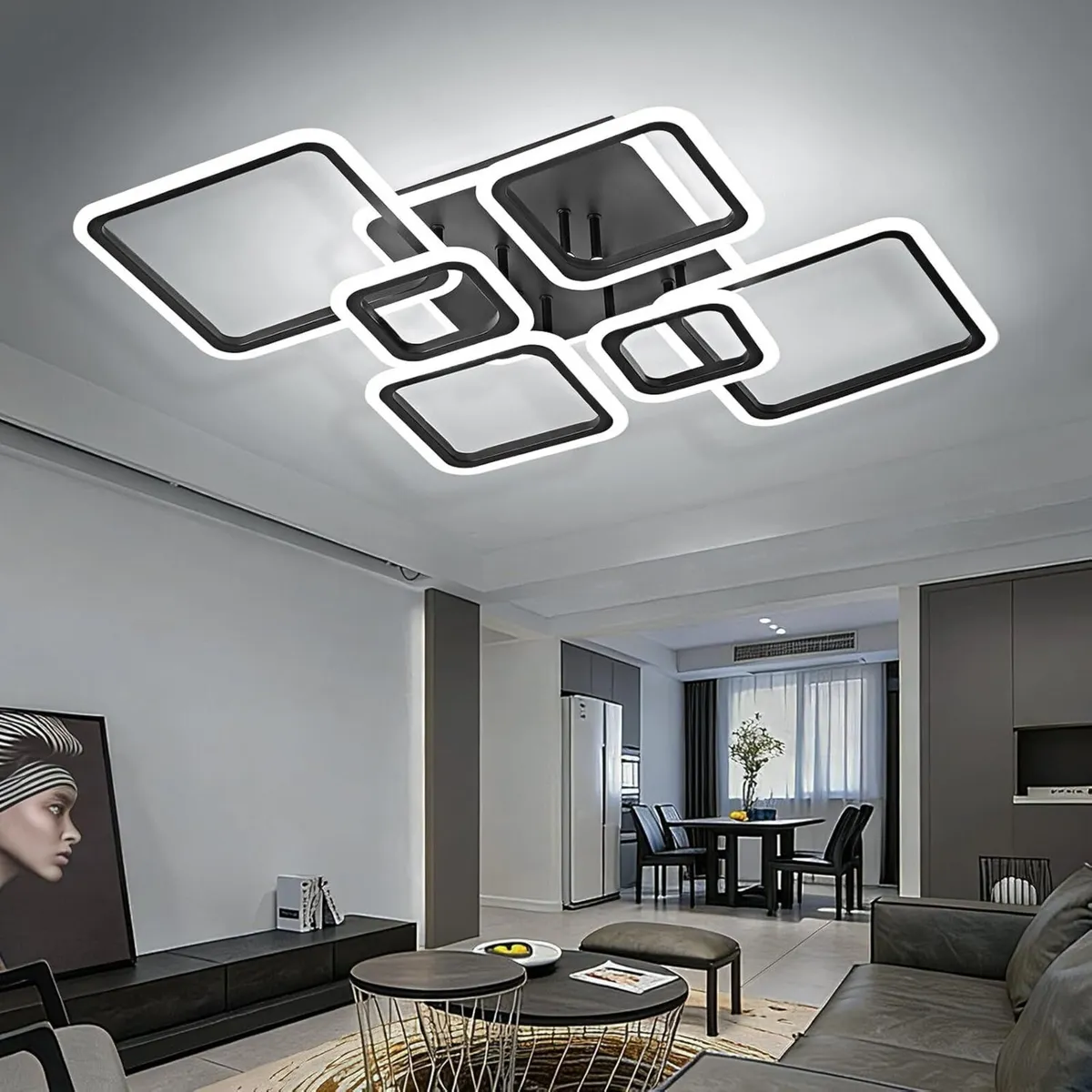 Modern LED Ceiling Lights Flush Mount 48W Black - Image 1