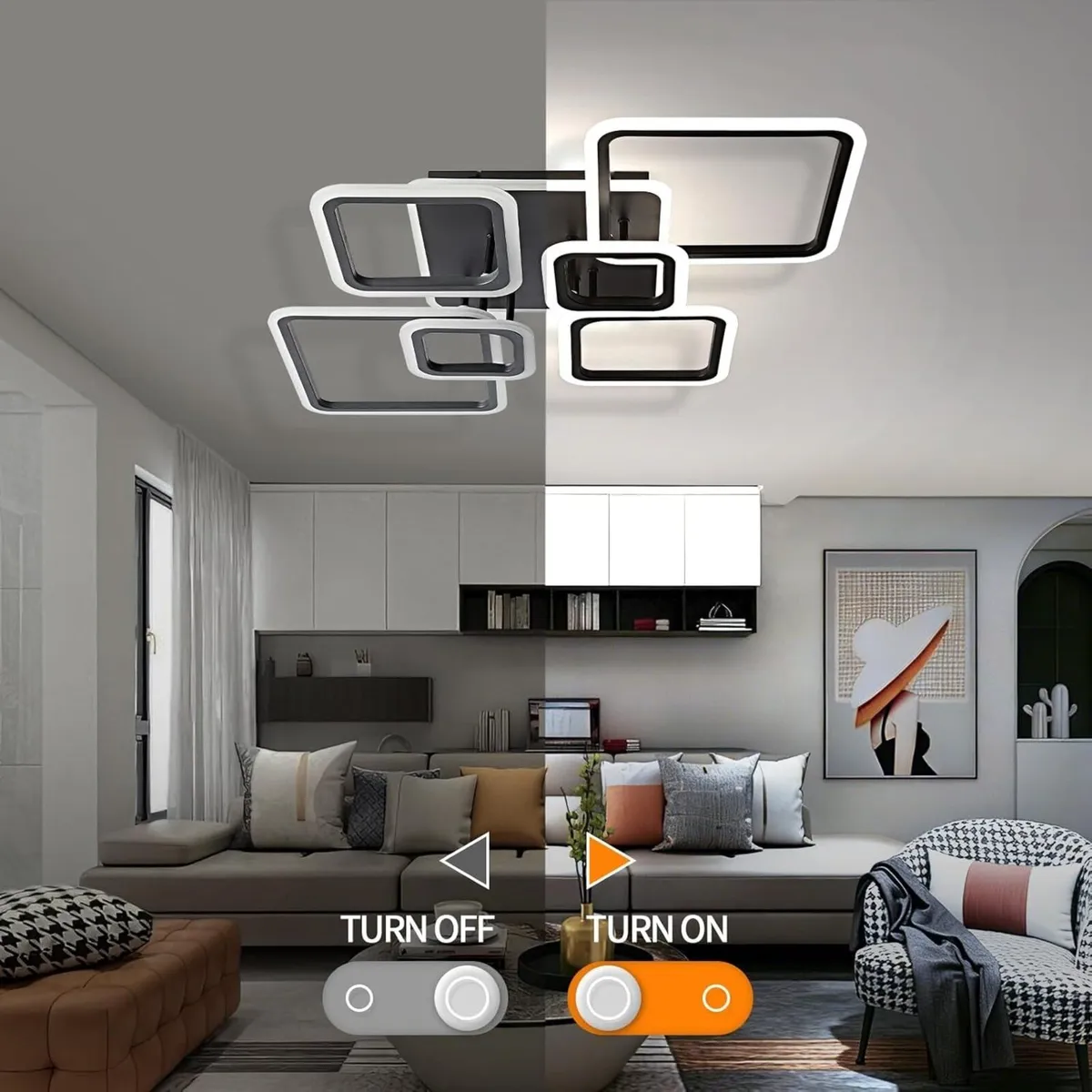 Modern LED Ceiling Lights Flush Mount 48W Black - Image 2