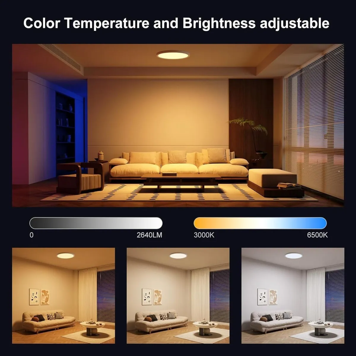 2 Pack RGB LED Ceiling Lights Dimmable with - Image 4