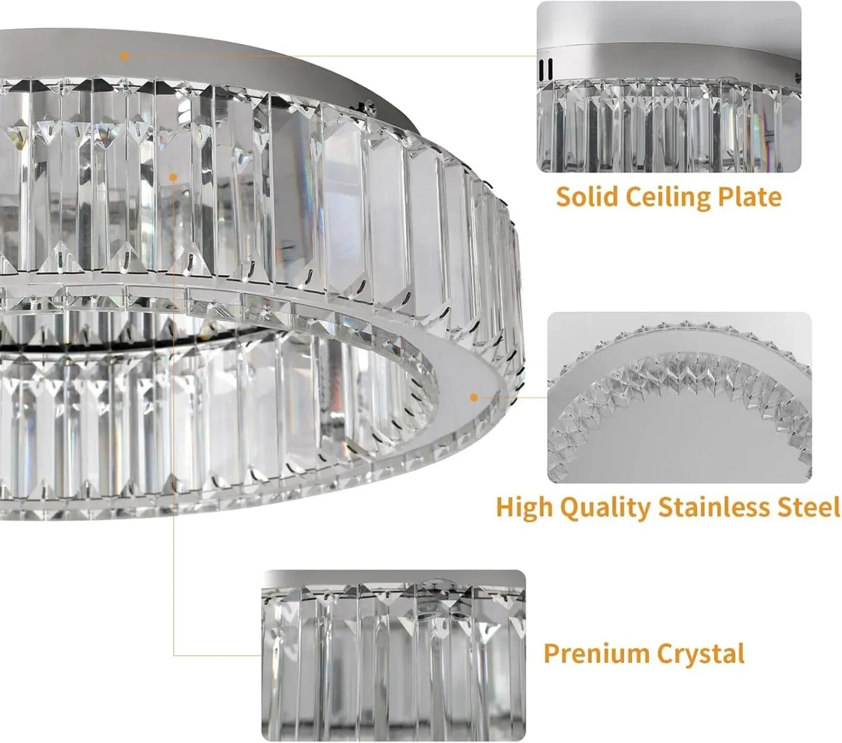 Crystal Ceiling Light Modern Chandelier Dimmable - Image 3