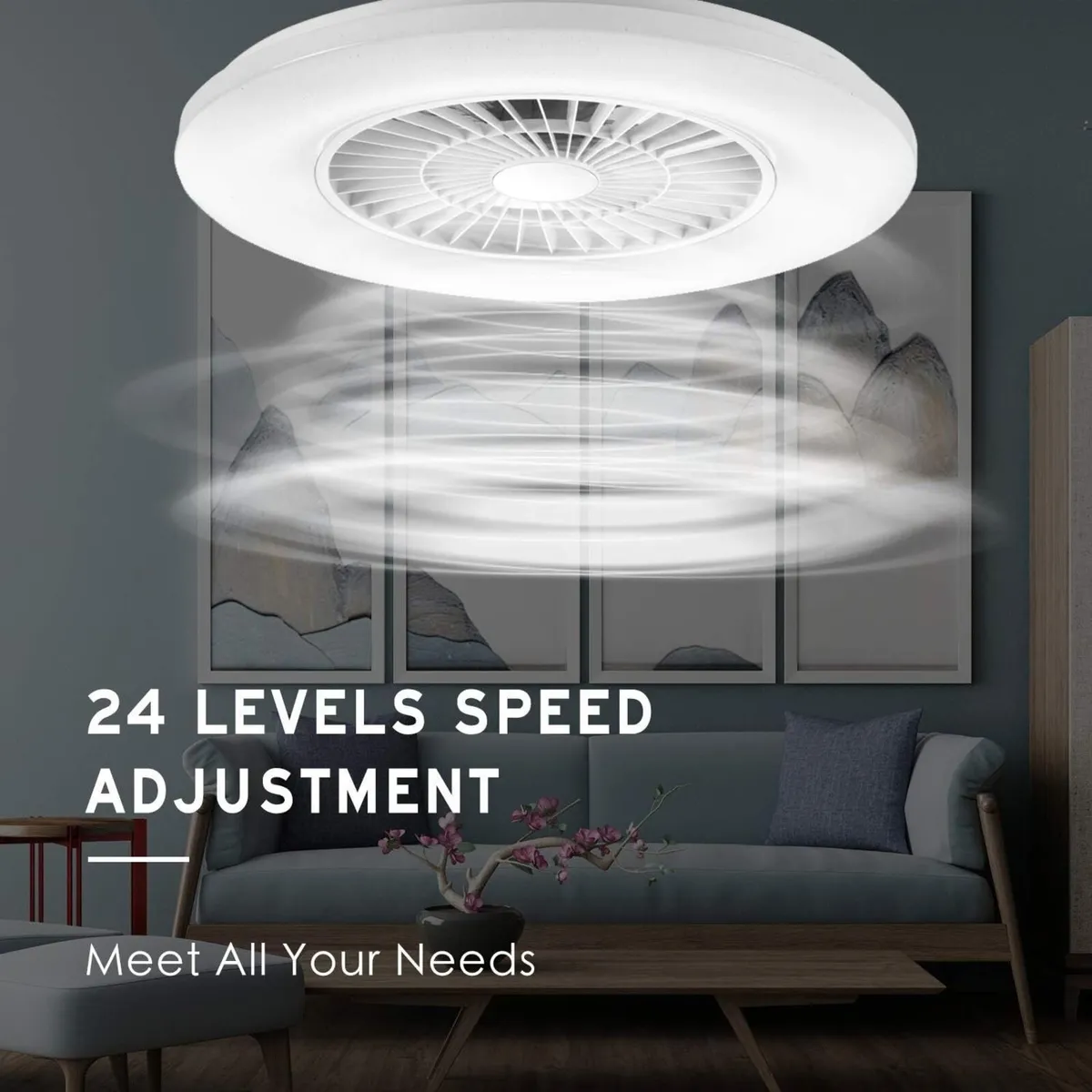 60CM LED Ceiling Light with Fan Lights 24 Levels - Image 4