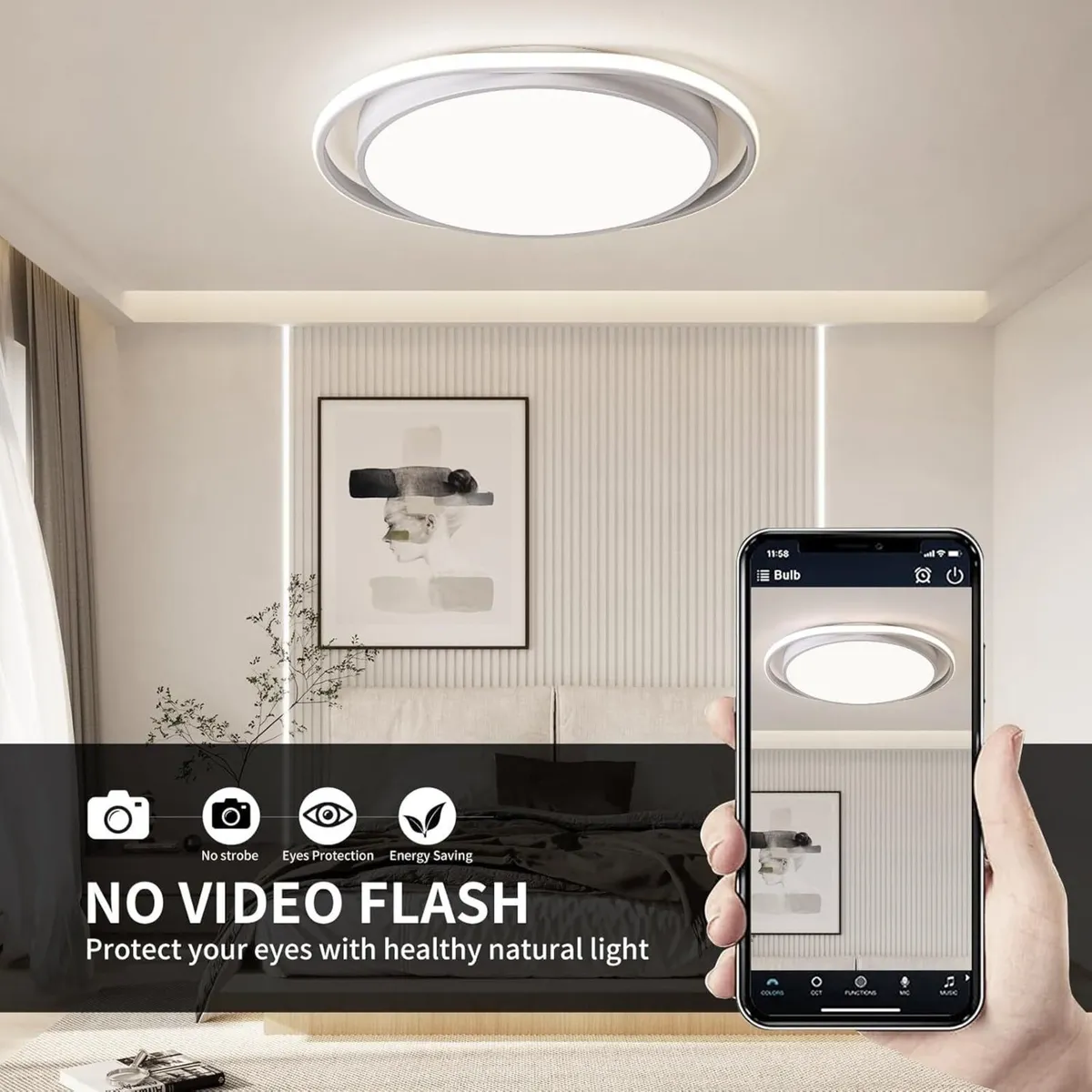 Dimmable LED Ceiling Light Modern Lamp Smart Semi - Image 3