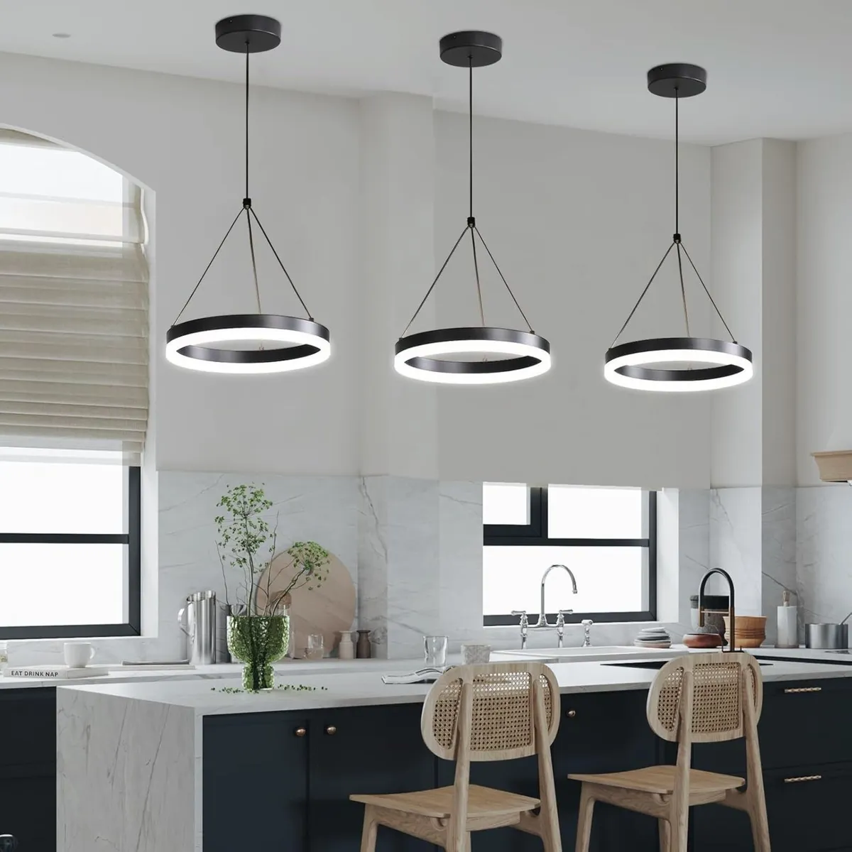 30cm Round Pendant Light 2 Pack with Remote - Image 1