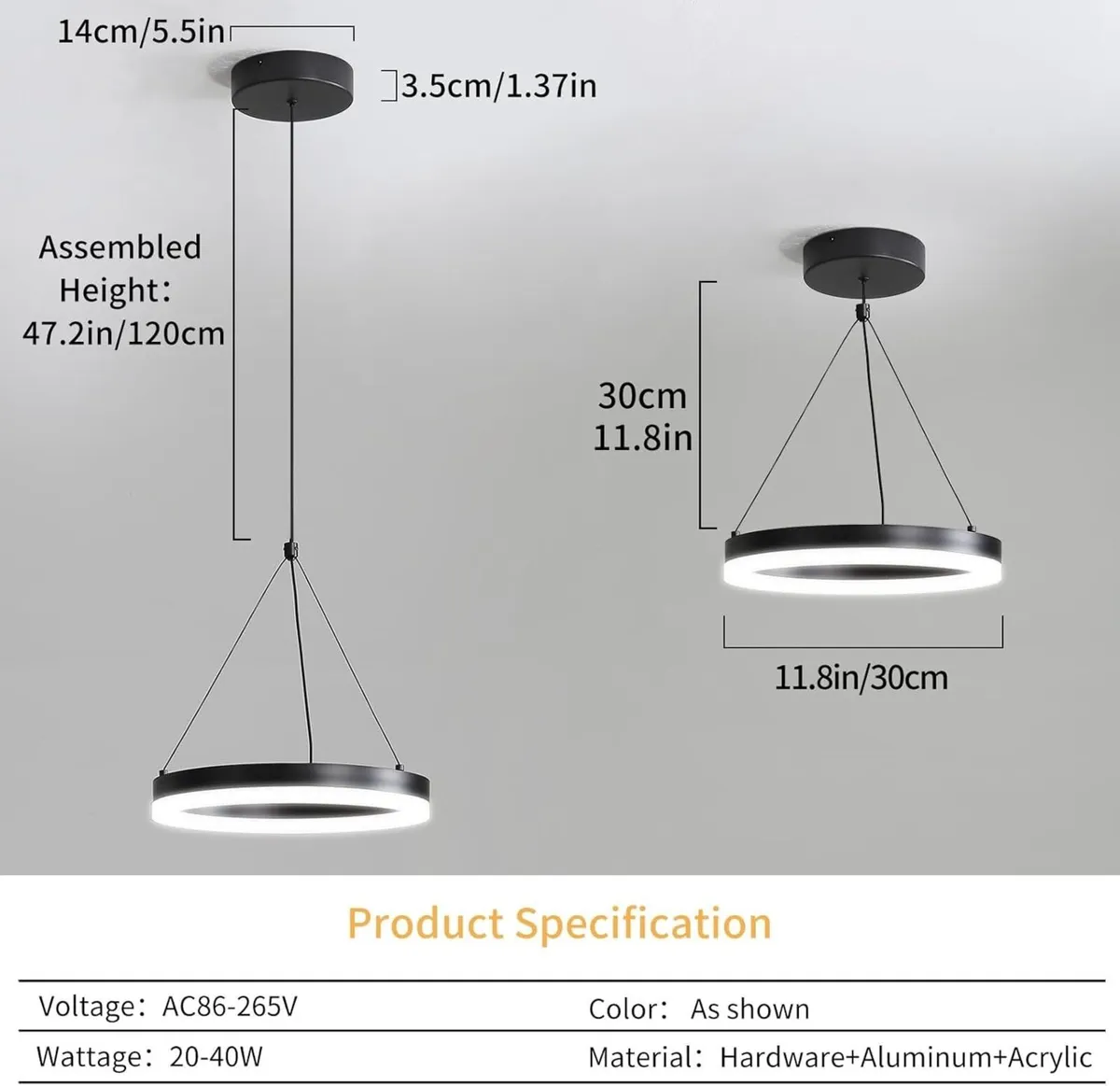 30cm Round Pendant Light 2 Pack with Remote - Image 2