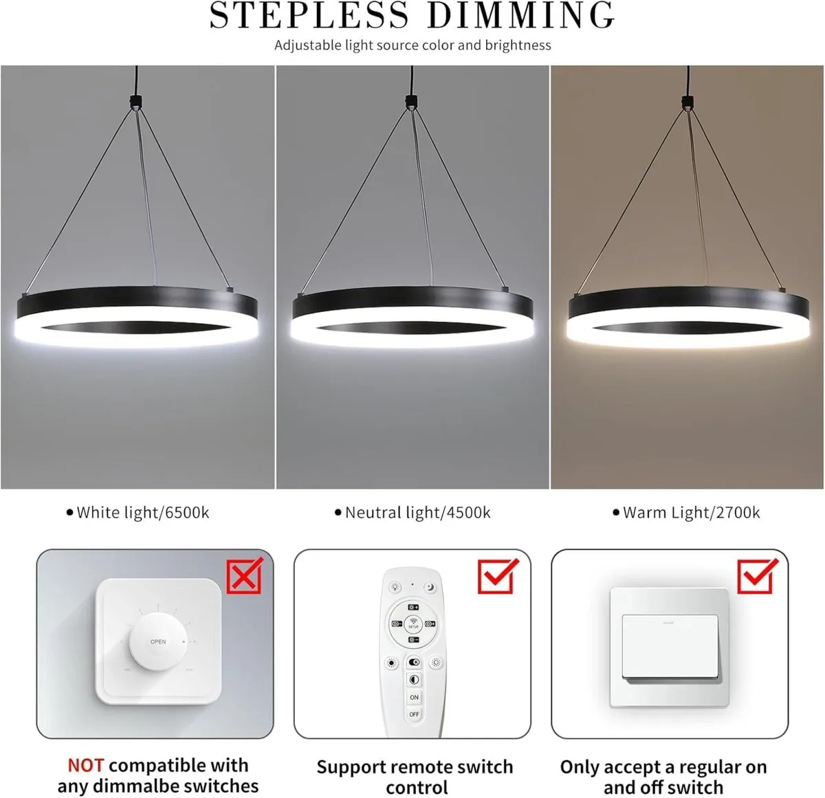 30cm Round Pendant Light 2 Pack with Remote - Image 3