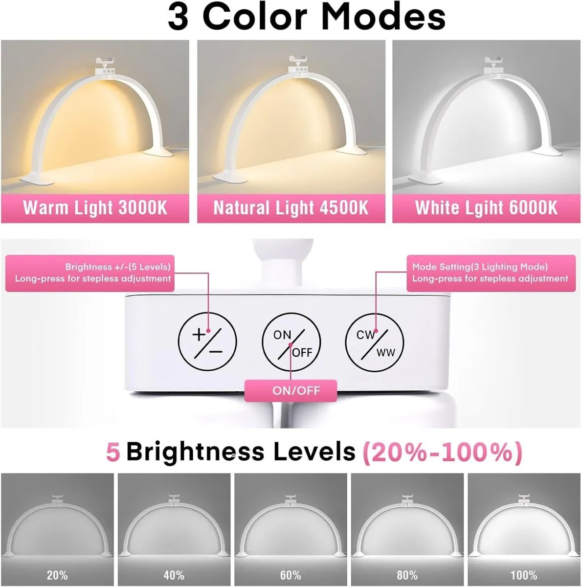 Half Moon Light for Nail Desk 28 Inch 36W - Image 4