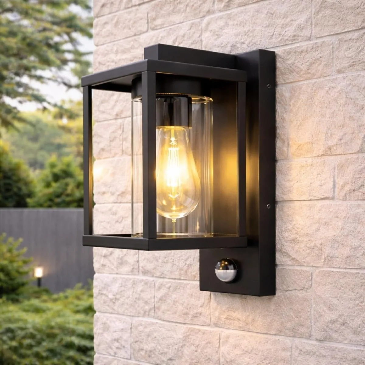 Outdoor Outside Wall Light Black Modern E27 Bulb - Image 1
