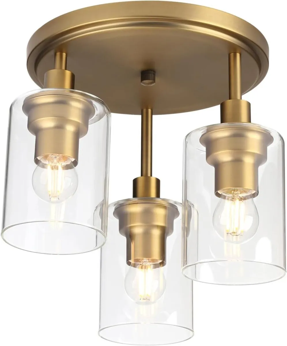 Vintage 3 Way Ceiling Lights Industrial Glass - Image 1