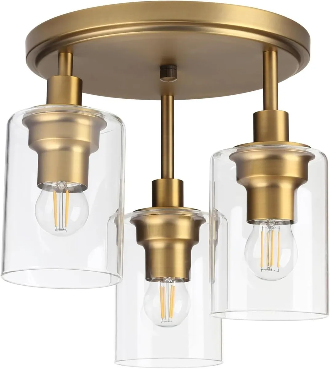 Vintage 3 Way Ceiling Lights Industrial Glass - Image 2