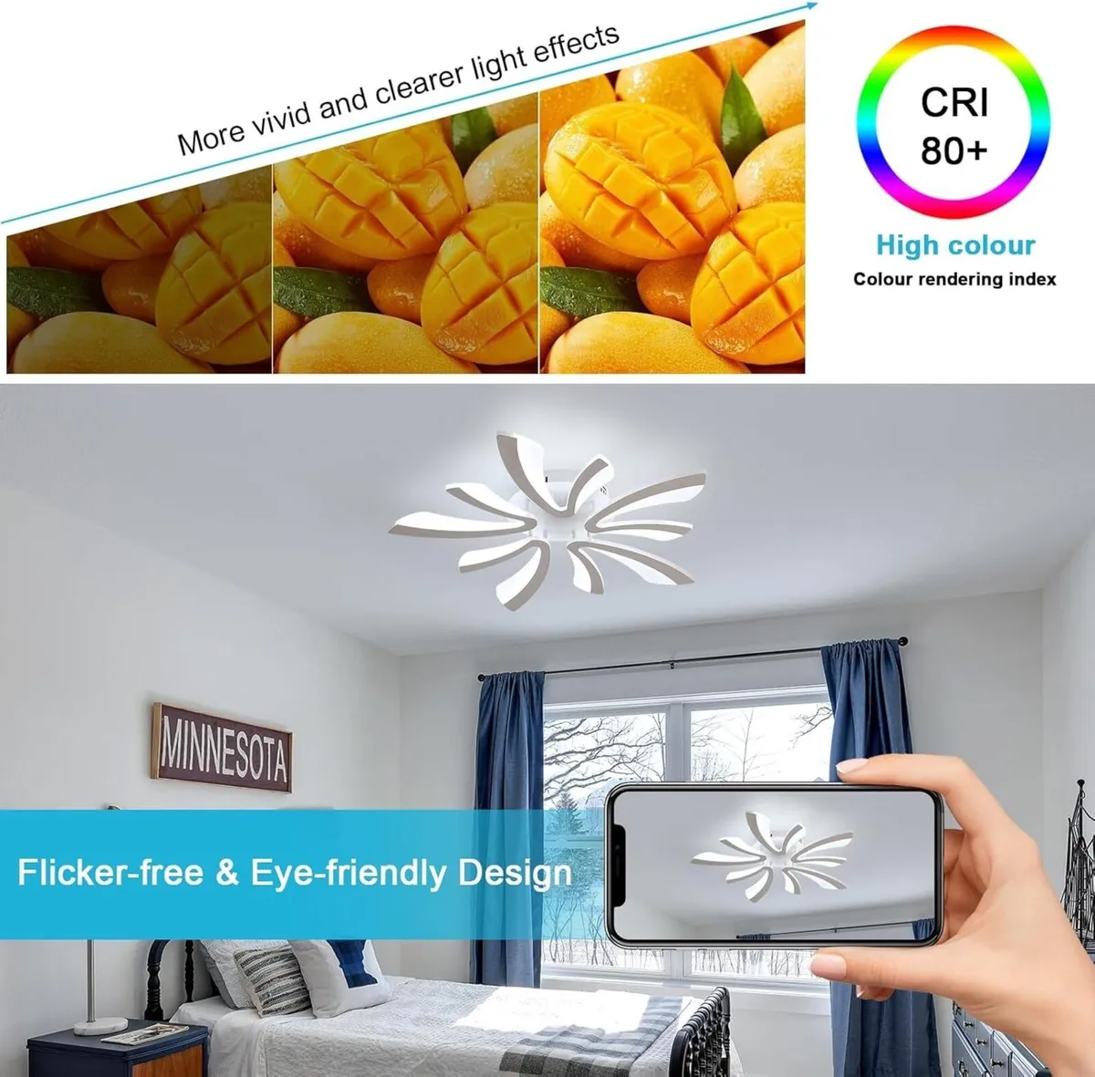 Modern LED Ceiling Lights 50W Creative 5-V Shape - Image 2