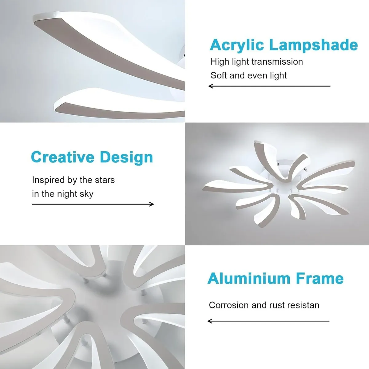 Modern LED Ceiling Lights 50W Creative 5-V Shape - Image 4