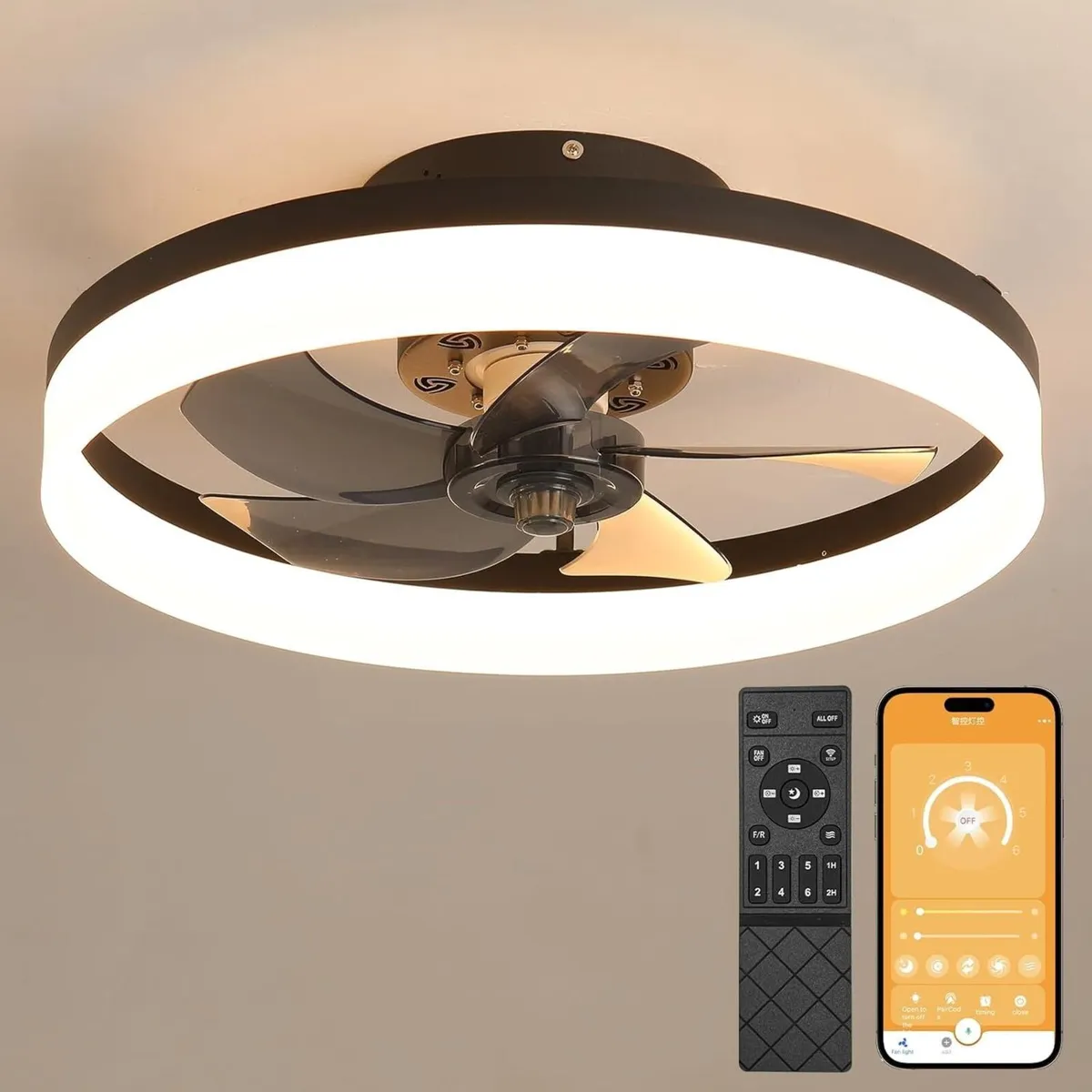 Ceiling Fans with Lights and Remote LED Dimmable - Image 1