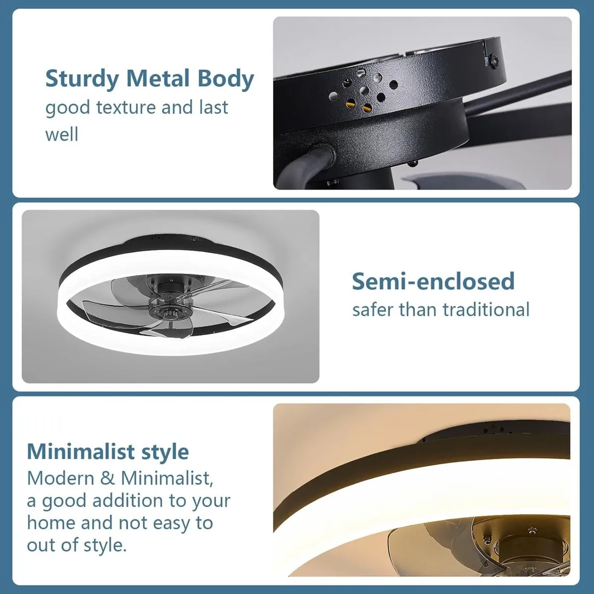 Ceiling Fans with Lights and Remote LED Dimmable - Image 3