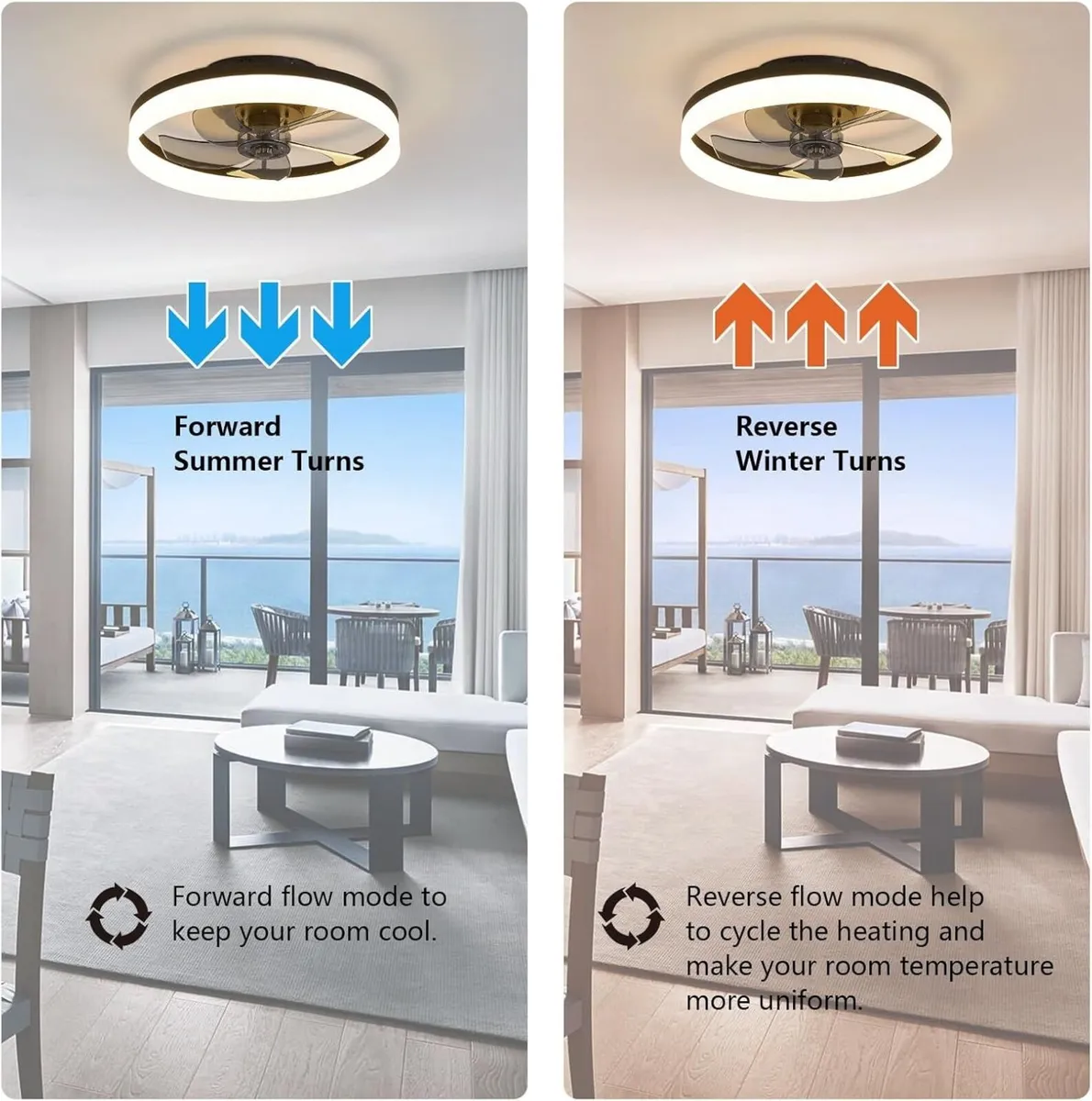 Ceiling Fans with Lights and Remote LED Dimmable - Image 4