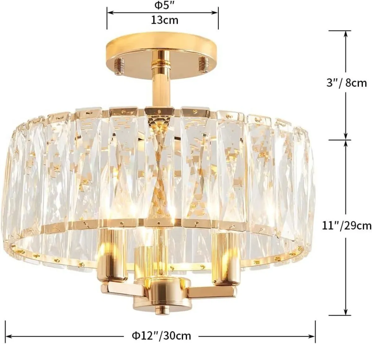 Saint Mossi K9 Crystal Semi Flush Mount Ceiling - Image 3