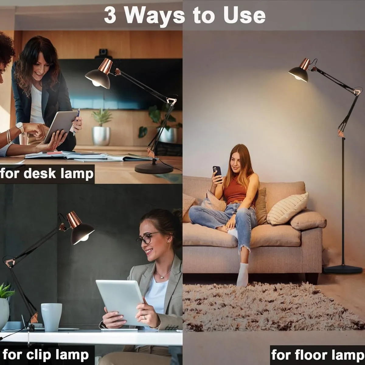 Floor Standing Reading Lamp Vintage Industrial - Image 3